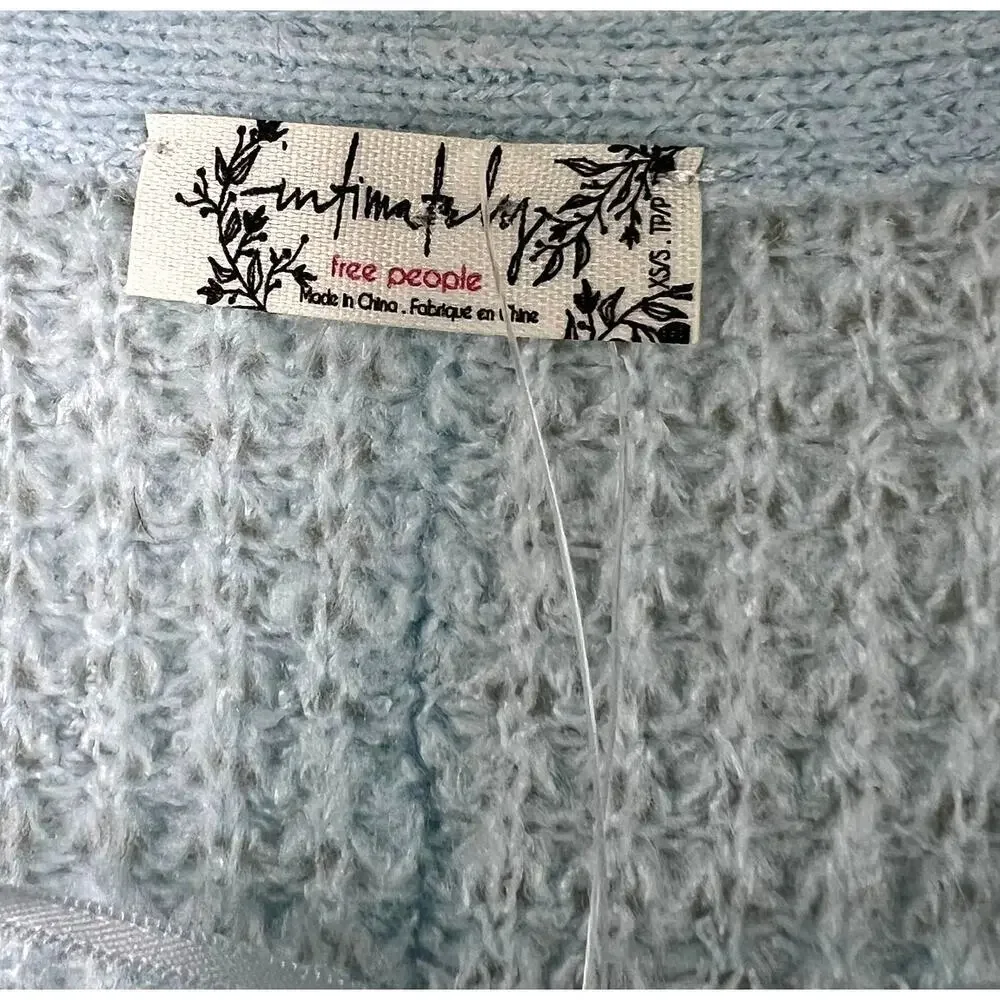 Intimately Free People Cozy Pullover Dress V-Neck Light Blue XS SMALL Knit